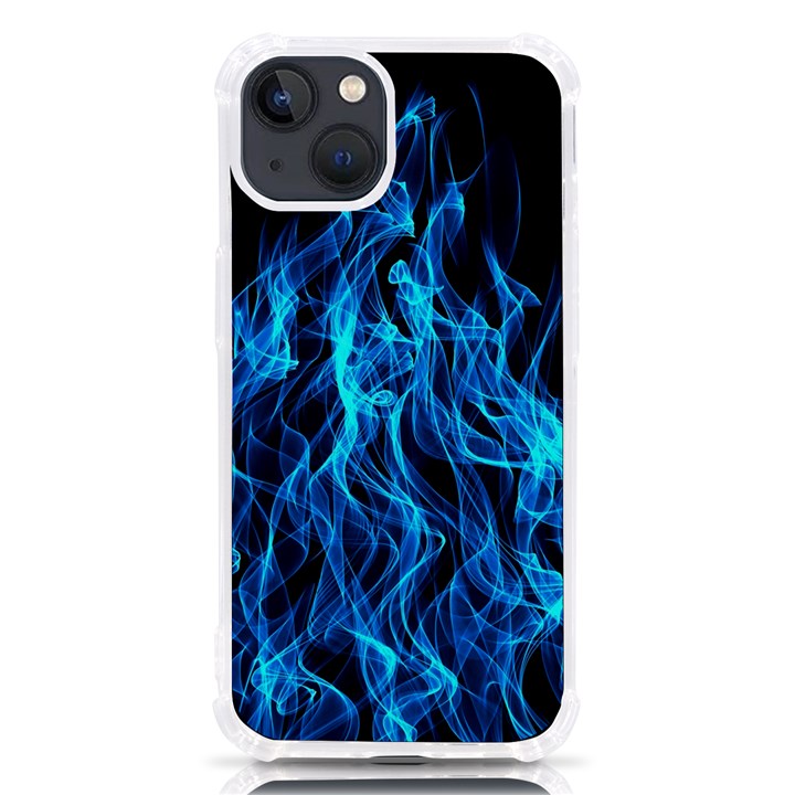 Digitally Created Blue Flames Of Fire iPhone 13 TPU UV Print Case