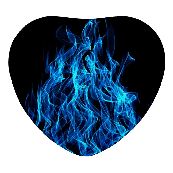 Digitally Created Blue Flames Of Fire Heart Glass Fridge Magnet (4 pack)