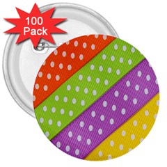 Colorful Easter Ribbon Background 3  Buttons (100 Pack)  by Simbadda