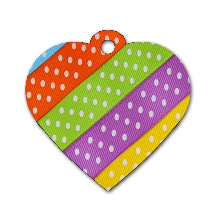 Colorful Easter Ribbon Background Dog Tag Heart (One Side)