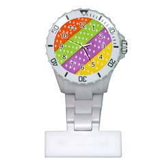 Colorful Easter Ribbon Background Plastic Nurses Watch by Simbadda