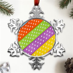 Colorful Easter Ribbon Background Metal Small Snowflake Ornament