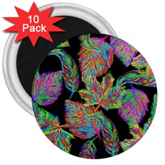 Autumn Pattern Dried Leaves 3  Magnets (10 Pack)  by Simbadda