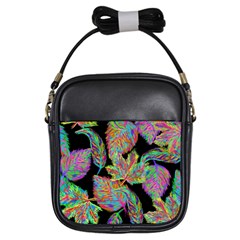 Autumn Pattern Dried Leaves Girls Sling Bag by Simbadda