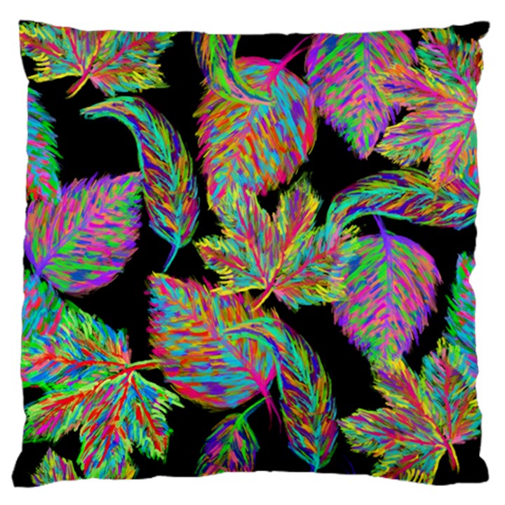 Autumn Pattern Dried Leaves Large Premium Plush Fleece Cushion Case (Two Sides)