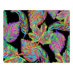 Autumn Pattern Dried Leaves Premium Plush Fleece Blanket (large) by Simbadda