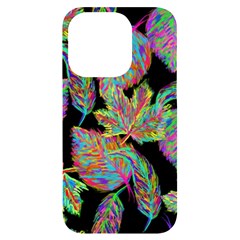 Autumn Pattern Dried Leaves Iphone 14 Pro Black Uv Print Case by Simbadda