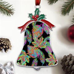 Autumn Pattern Dried Leaves Metal Holly Leaf Bell Ornament