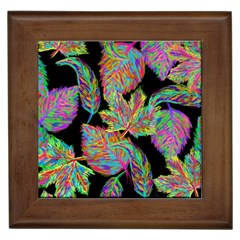 Autumn Pattern Dried Leaves Framed Tile by Simbadda