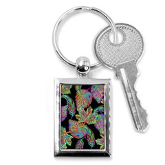 Autumn Pattern Dried Leaves Key Chain (rectangle) by Simbadda