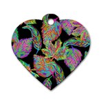 Autumn Pattern Dried Leaves Dog Tag Heart (Two Sides) Front