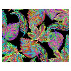 Autumn Pattern Dried Leaves Two Sides Premium Plush Fleece Blanket (medium) by Simbadda