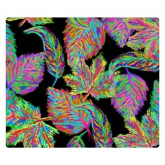 Autumn Pattern Dried Leaves Premium Plush Fleece Blanket (small) by Simbadda