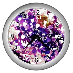 Paint Texture Purple Watercolor Wall Clock (silver) by Simbadda