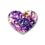 Paint Texture Purple Watercolor Rubber Heart Coaster (4 pack) Front