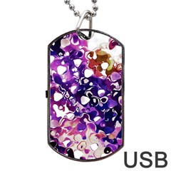 Paint Texture Purple Watercolor Dog Tag Usb Flash (one Side) by Simbadda