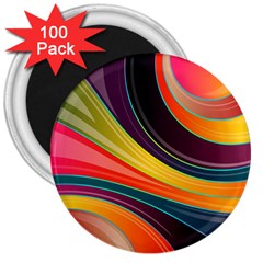 Abstract Colorful Background Wavy 3  Magnets (100 Pack) by Simbadda