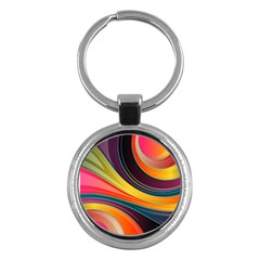 Abstract Colorful Background Wavy Key Chain (round) by Simbadda