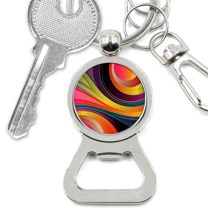 Abstract Colorful Background Wavy Bottle Opener Key Chain