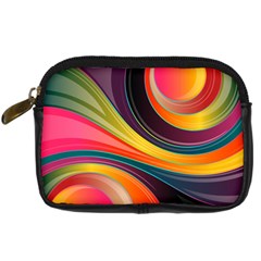 Abstract Colorful Background Wavy Digital Camera Leather Case by Simbadda