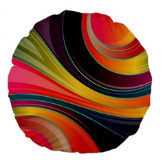 Abstract Colorful Background Wavy Large 18  Premium Flano Round Cushions by Simbadda