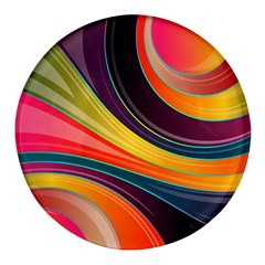 Abstract Colorful Background Wavy Round Glass Fridge Magnet (4 Pack)