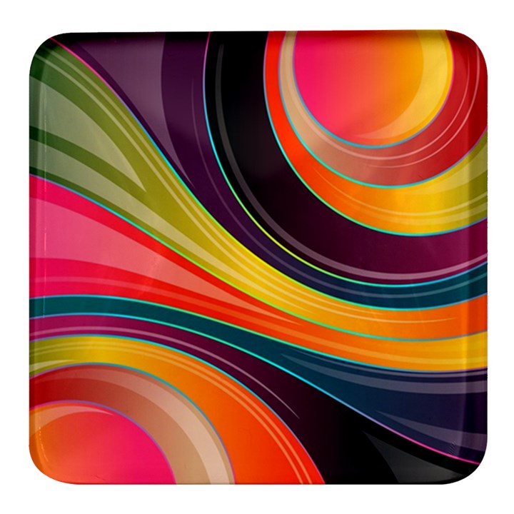 Abstract Colorful Background Wavy Square Glass Fridge Magnet (4 pack)