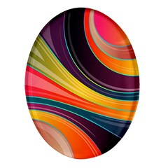 Abstract Colorful Background Wavy Oval Glass Fridge Magnet (4 Pack)