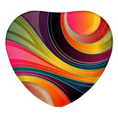 Abstract Colorful Background Wavy Heart Glass Fridge Magnet (4 Pack) by Simbadda