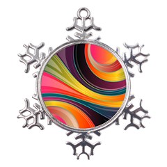 Abstract Colorful Background Wavy Metal Large Snowflake Ornament by Simbadda