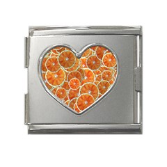 Oranges Background Texture Pattern Mega Link Heart Italian Charm (18mm) by Simbadda