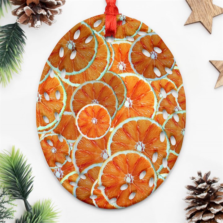 Oranges Background Texture Pattern Ornament (Oval Filigree)