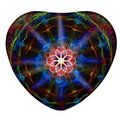 Mandala Pattern Kaleidoscope Heart Glass Fridge Magnet (4 Pack) by Simbadda