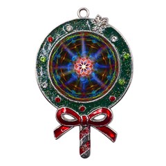 Mandala Pattern Kaleidoscope Metal X mas Lollipop With Crystal Ornament