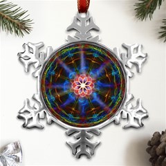 Mandala Pattern Kaleidoscope Metal Small Snowflake Ornament