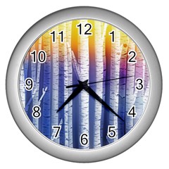 Birch Tree Background Scrapbooking Wall Clock (silver) by Simbadda