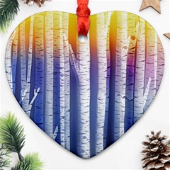 Birch Tree Background Scrapbooking Heart Ornament (two Sides) by Simbadda