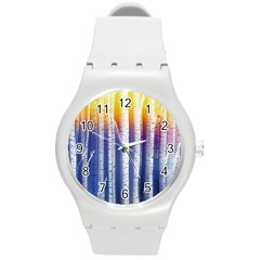 Birch Tree Background Scrapbooking Round Plastic Sport Watch (m) by Simbadda