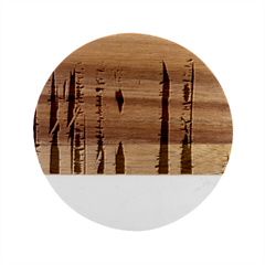 Birch Tree Background Scrapbooking Marble Wood Coaster (round) by Simbadda