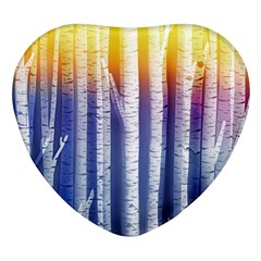 Birch Tree Background Scrapbooking Heart Glass Fridge Magnet (4 Pack) by Simbadda