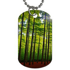 Green Forest Jungle Trees Nature Sunny Dog Tag (two Sides) by Ravend