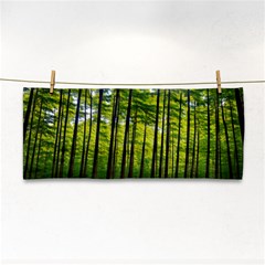 Green Forest Jungle Trees Nature Sunny Hand Towel by Ravend