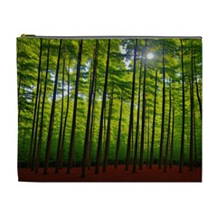 Green Forest Jungle Trees Nature Sunny Cosmetic Bag (xl) by Ravend