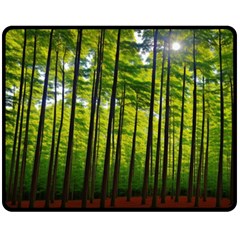 Green Forest Jungle Trees Nature Sunny Fleece Blanket (medium) by Ravend