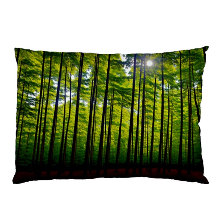 Green Forest Jungle Trees Nature Sunny Pillow Case (Two Sides)