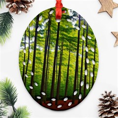 Green Forest Jungle Trees Nature Sunny Ornament (oval Filigree)