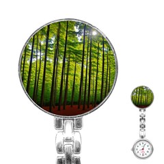 Green Forest Jungle Trees Nature Sunny Stainless Steel Nurses Watch by Ravend