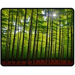 Green Forest Jungle Trees Nature Sunny Two Sides Fleece Blanket (Medium) 58.8 x47.4  Blanket Front