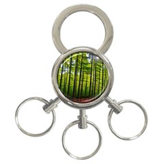 Green Forest Jungle Trees Nature Sunny 3-ring Key Chain