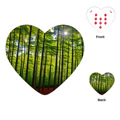 Green Forest Jungle Trees Nature Sunny Playing Cards Single Design (heart)